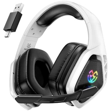 Cascos Gaming Inalámbricos 7.1 para Ps5/Ps4/PC, Auriculares Bluetooth con Micrófono con Cancelación de Ruido, 2.4GHz USB-C, 40H+ Batería para Switch/Mac/Portátil