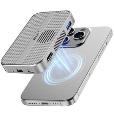 Jorkar Magnética Dock USB C 3.2 Hub 10Gbps, Carcasa SSD M.2 NVMe y Estación de Acoplamiento con Fan para iPhone 17/16/15 Pro/Pro MAX/Plus, Compatible con SSD 2230/2242/2260/2280 B+M M-Key