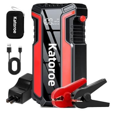 KATOROE Arrancador de Coches 4000A, 150PSI 12V Arrancador de Baterias de Coches (para 5.5L Disésel o 7.0L Gas), Arrancadors de Coche Portatil Protección Inteligente (Jump STARTER-016)