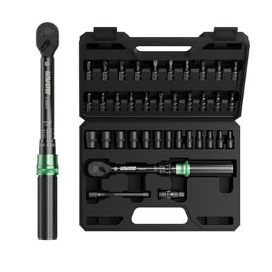 LLAVETOR Llave Dinamométrica 1/4'', 37PCS Dinamometrica Bicicleta 5-25 NM, Llave Dinamométrica 1/4'', Chave Dinamométrica, Juego de Llaves Dinamométricas para Bicicleta