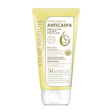 Clearé Institute | Mascarilla Capilar Anticaspa | Acondiciona e Hidrata el cabello | Elimina la Caspa y los Picores | Sin Sulfatos, Parabenos ni Siliconas | 97% Ingredientes Naturales | 150 ml