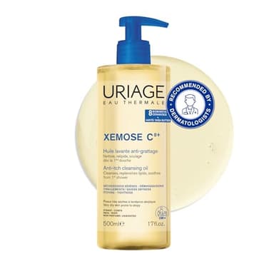 Uriage Xemose C8+ Gel de Ducha Para Piel Seca, Con Tendencia Atópica - Calma Para un Confort Duradero - Gel en Aceite Espumoso, Suave y Nutritivo - Cara y Cuerpo - Sin Perfume y Jabón - pH Fisiológico