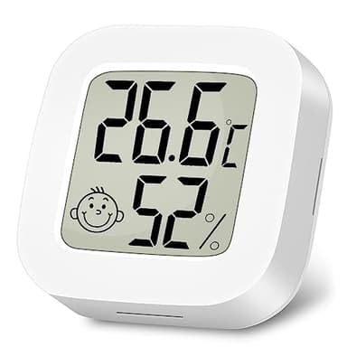 Ainiv Higrometro Digital Termometro, 1 Piezas Mini Termómetro Interior del Higrómetro, Pantalla LED con Logo de Confort para Termometro Ambiental para Hogar Oficina Dormitorio Jardín (Blanco)