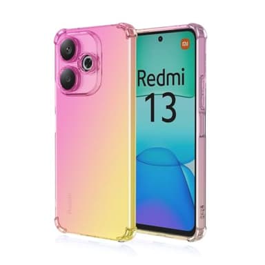 HONLEN Funda para Redmi 13 (4G) / Poco M6 (4G) / Redmi 13 5G / Poco M6 Plus 5G Carcasa, (6.79" Inches) Gradiente Transparente TPU Silicona Case, Protección de Esquina Mejorada Cover Oro Rosado
