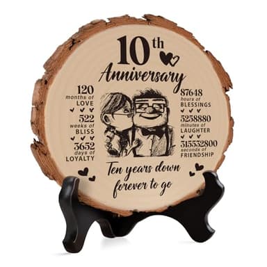 Regalos de Madera para el 10º Aniversario de Boda - Decoraciones Románticas para Él y Ella - Placa de Madera para Feliz Aniversario