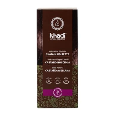 khadi CASTANO AVELLANA Tinte vegetal para el cabello - Tinte para un cabello brillante con un intenso color chocolate - Tinte natural 100% vegetal y natural - 100 g