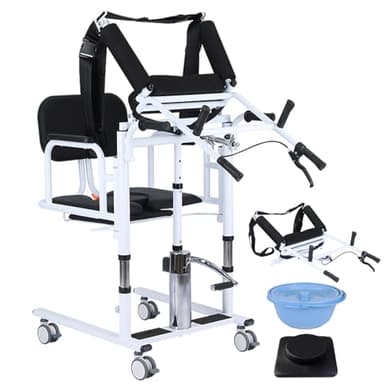 WFGI Silla de Transferencia para elevación de Pacientes, Elevador de Pacientes portátil y liviano, Altura de elevación del Asiento Dividida a 180° Ajustable, Transferencia multifunción