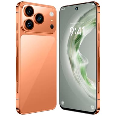 Smartphone I17 Pro Max Con Android 15, 16 GB RAM, 1 TB ROM, Batería De 8000mAh, Pantalla HD De 7,3", Procesador De 10 Núcleos, Doble SIM 5G, NFC, GPS Y Lector De Huellas Dactilares,Orange-7.3 Inch