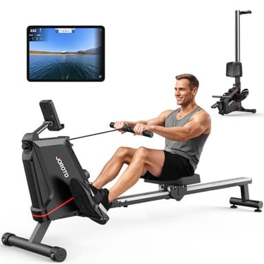 JOROTO Maquina de Remo para Casa, Máquina de Remo Magnética Silenciosa con Monitor Bluetooth, Carga Máxima de 160 KG, Maquina Remo fácil de Montar, Almacenamiento Vertical, Ahorra Espacio
