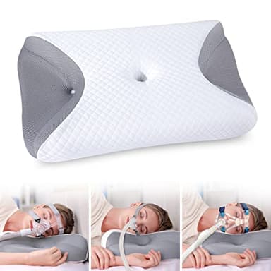 HOMCA Almohada CPAP, Almohada Ortopédica Ergonómicade Espuma Viscoelástica para Todas Las Mascarillas CPAP Que Reduce la Presión de la Mascarilla y Las Fugas de Aire, 65x40x9/11 cm