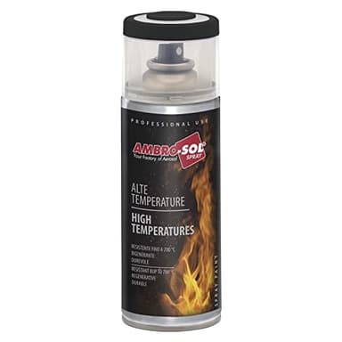 AMBRO-SOL | Pintura alta temperatura | Pintura para Radiadores, Hornos y Motores | Pintura en Spray para Metal Negro mate, 400 ml