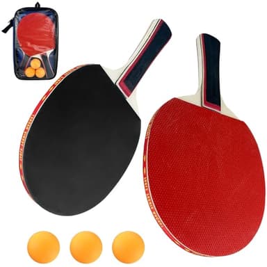 Gentpovth Set de Raquetas de Tenis de Mesa con 2 Raquetas, 3 Pelotas de Ping Pong Basicas, 1 Bolsa de Transporte, Calidad Profesional para Ocio y Entrenamiento, Juegos de Interior y Exterior