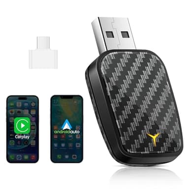 Adaptador Inalámbrico para Android Auto y CarPlay, Mini Stick para Convertir CarPlay/Android Auto con Cable a Inalámbrico, Compatible con Coches con AA y CarPlay, USB C/A, Conexión Estable