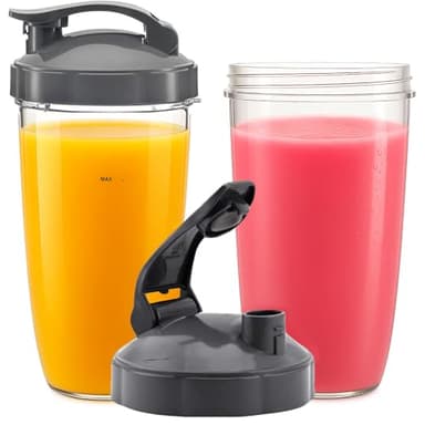 Poweka Piezas de Repuesto Compatible con Nutribullet 600W / 900W, 2 Vasos de 32oz con Tapa Abatible Compatible con Nutribullet Licuadora de Alta Velocidad