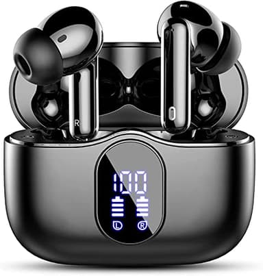 Auriculares Inalámbricos, Bluetooth 5.3 con HD Micrófono HiFi Estéreo Pantalla LED, Reducción de Ruido, 13 mm Controlador dinámico, IP7 Impermeable 36H Cascos Inalambricos
