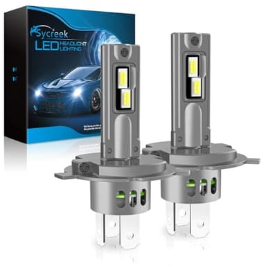 Sycreek H4 LED HB2 9003 HS1 24000LM 90W, Bombilla LED H4 1:1 Mini Design 6500K Blanco Frío, Kit de Conversión Halógeno, Bombilla para Faros de Coche o Moto 12V