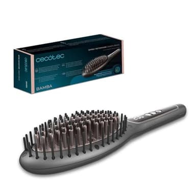 Cecotec Cepillo Alisador de Cerámica y Extracto de Aguacate InstantCare Smooth Brush. Ion Real, Temperatura Regulable 140 ºC - 220 ºC, Todo Tipo de Cabellos, Pantalla Digital, Sistema Autoapagado