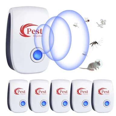 Repelente Ultrasónico de Plagas, 6 Pack Electrónico Repelente Control de Plagas, Repelente Ultrasónico Mosquitos para Anti Mosquitos, Moscas, Ratones, Cucarachas, Arañas, Roedores