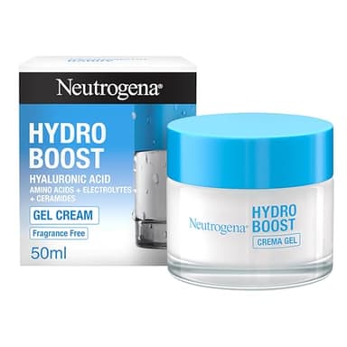 Neutrogena Hydro Boost Crema Gel (50 ml), crema hidratante facial formulada con ácido hialurónico, crema hidratante apta para pieles secas y sensibles, 72h de hidratación