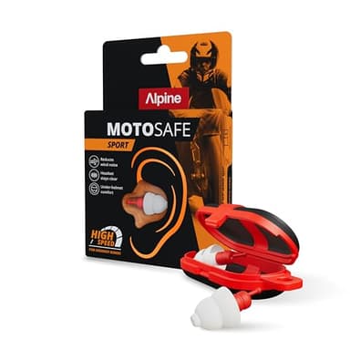 Alpine MotoSafe Sport Tapones para los Oídos - Tapones para Carreras - Evita Daños Auditivos durante la Práctica del Motociclismo - El Tráfico sigue siendo Audible - Tapones Reutilizables