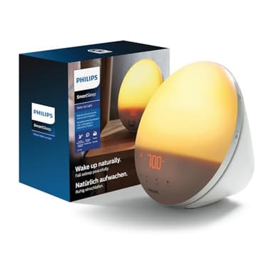 Philips Wake-up Light HF3531/01 Despertador de luz natural, 7 sonidos naturales, radio FM, alarma, con cargador móvil, plástico, Blanco, Con cargador móvil, 1 kilogramo