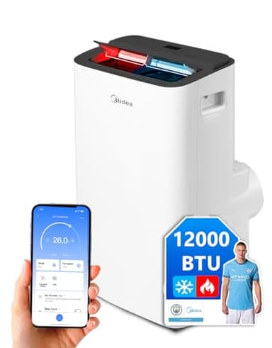 MIDEA Pingüino Aire Acondicionado Portátil Frío y Calor 3000 Frigorías / 12000 BTU - Climatizador silencioso con bomba calor 3500 W Air conditioner 4 modalidades con kit de ventana y control remoto