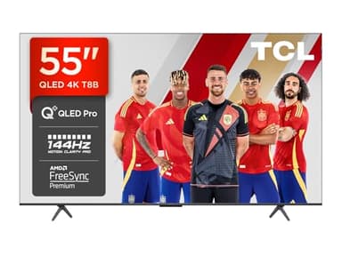 TCL 55T8B Onkyo QLED Smart TV Pro de 55" 144 Hz, 4K Ultra HD, HDR Pro, Powered by Google TV (Dolby Vision IQ y Atmos, Motion Clarity, Control de Voz Manos Libres)