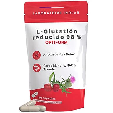 INOLAB GLUTATION gastro-resistente 400mg + Cardo Mariano, NAC, Acerola orgánica 90 cápsulas Absorción óptima