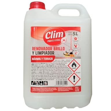 Clim Profesional Fregasuelos Renovador de Brillo para Suelos de Mármol y Terrazo. Envase 5L | Protege la Superficie con Cera para evitar Desgaste y Opacidad