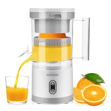 Exprimidor eléctrico de cítricos, máquina exprimidora recargable con cable USB y cepillo de limpieza, botón táctil, exprimidor automático de pomelo naranja, limón, limón, exprimidor portátil fácil de