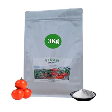 VERAN Fertilizante Cloruro Potásico NPK 0-0-61 3Kg | Fertilizante para Tomates | Abono Rico en Potasio Hidrosoluble | También para Hortalizas, Frutas y Cultivos Exigentes en Potasio