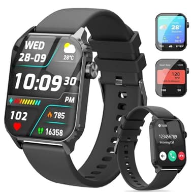 TRAUSI Relojes Inteligentes para Mujeres Hombres, Reloj Inteligente HD de 1,83" con 120 Modos Deportivos, IP67 Impermeable, Llamada Bluetooth y Control de música; Monitor de frecuencia (Negro)