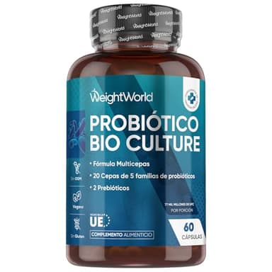 Probióticos y Prebióticos Intestinales 77 Mil Millones de UFC - 20 Cepas Bacterianas con Lactobacillus Salivarius, Lactobacillus Rhamnosus, Bifidobacterium e Inulina Orgánica, 60 Cápsulas