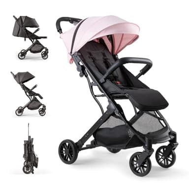 Silla de Paseo Interbaby | Carrito Bebe desde Nacimiento hasta 48 meses o 22 kg | Botón Plegado rápido, Amortiguadores, Capota XXL Intercambiable, Cochecito bebe Minimum Plus Space Rosa