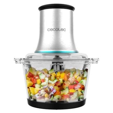 Cecotec Picadora ChopBeat 2000 Vindaloo Glass, 500W de Potencia, Pica, Trocea y Corta, Cuchilla de 4 Hojas de Acero Inoxidable, 2 Velocidades, Bol Cristal 500g