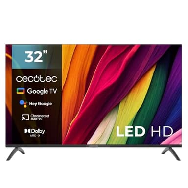 Cecotec Smart TV, Televisor LED de 32 Pulgadas Resolución HD A4 Series ALH40032S. Sistema Operativo Google TV, Dolby Audio, HDR10, 16 GB de ROM, Bluetooth, Google Voice Assitant y Chromecast