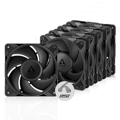 ARCTIC P12 Pro PST (5 Piezas) - Potente Ventilador de Caja PC Premium, Case Fan PWM de 120 mm con Divisor de Cable en Y, 600–3000 rpm, 0 rpm <5% PWM, Rodamiento fluidodinámico, 4 Pines - Negro
