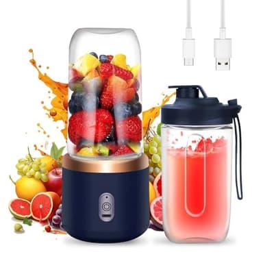 yotutun Batidora Portátil, Mini Licuadora de 400ml Recargable USB Batidora Smoothie con 6 Cuchillas Smoothie Maker para Zumos Batidos Mini Batidora Portatil para Viajes, Deportes y Camping (Blau)