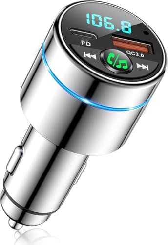 Mohard Transmisor FM Bluetooth Coche 5.3, Metal PD 30W & QC3.0 18W Cargador Coche Rápido, Manos Libres Receptor Música Bluetooth Coche con Cancelación Ruido, con Anillo Luz & Música Alta Fidelida