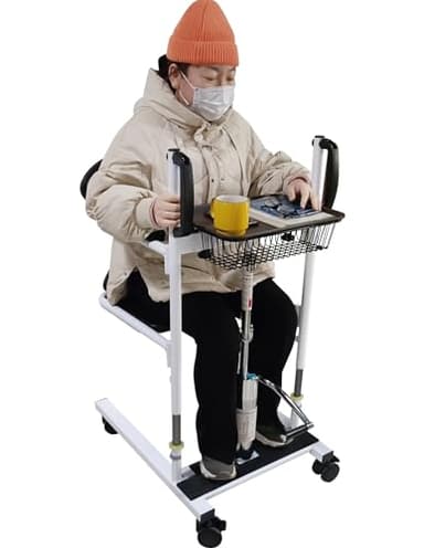 BOTOWI Grúa Hidráulica 5 en 1 para Traslado Pacientes Altura de Elevación 20cm, Elevador Hidráulico para Minusválidos, con Asiento Dividido 180°, Silla de Ruedas, Silla de Baño, Carga 150 kg