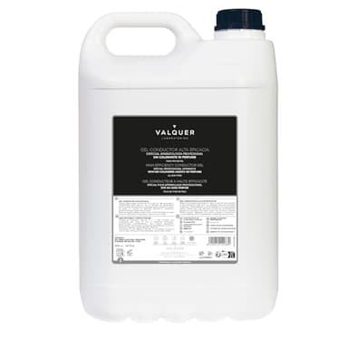 VALQUER Gel Conductor de Ultrasonidos Facial y Corporal | Uso Profesional en Radiofrecuencia, Depilación Láser, Microcorrientes, IPL y Cavitación | Base Agua, Incoloro e Inoloro | 5 L