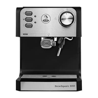 Juanita Cafetera Espresso BrewSquare 8013 Semiautomática – 20 Bares – 850W – Depósito 0,8L – Brazo Vaporizador y Doble Salida – Compatible con Café Molido – Compacta y de Acero Inoxidable