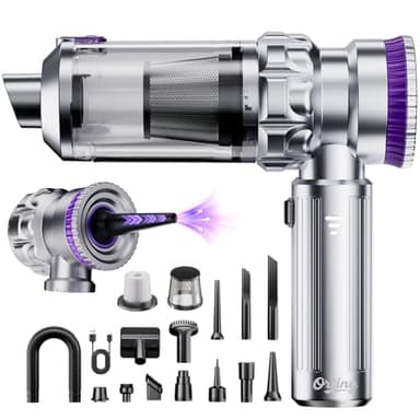 Ortiny Aspirador de Mano, 28000PA Aspiradora sin Cable con Taza Grande Colector de Polvo, 4 en 1 Aspirador Coche con Motor Sin Escobillas, 3 Niveles Mini Aspiradora para Coche, Pelo de Mascotas, Hogar