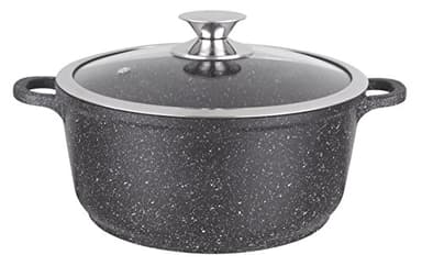 Kamberg Olla 28 cm, aluminio fundido, revestimiento piedra antiadherente, tapa de vidrio, todos los incendios, incluida la inducción, sin PFOA, 28 x 28 x 12,5 cm