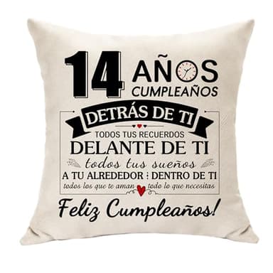 Hasodeo Regalo para Niña Niño de 14 Años Cumpleaños Cubierta del Cojín para 14 Años Hija Hijo Nieta Nieta Sobrina Sobrino 13º Cumpleaños Regalos Cojín Decoración 45 x 45 (14 años)