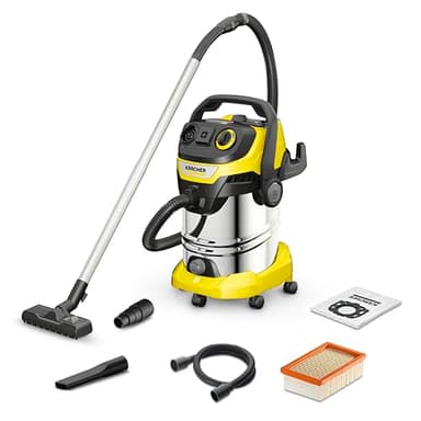 Kärcher, Aspirador en Seco y Húmedo WD 6 P S V-30/6/22/T, Filtro cartucho, 1300 W, Manguera aspiración 2 m y almacenamiento manguera, Función soplado, Yellow/Black, Depósito 30 l