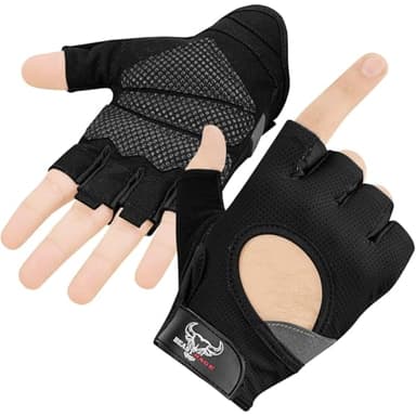 BEAST RAGE Guantes de Fitness parlevantamiento de Pesas para Hombres y Mujeres, Transpirables,Antideslizantes,Acolchados de Silicona,Guantes de Gimnasio Entrenamiento Ciclismo (M, Negro)