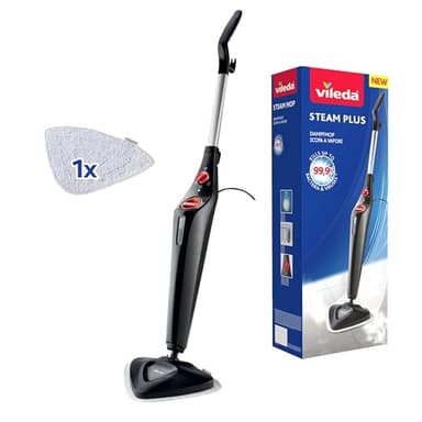 Vileda Steam PLUS | Mopa a Vapor | Limpiador a Vapor para un Rendimiento de Limpieza Higiénico | Elimina Hasta el 99.9% de Bacterias y Virus | Todo Tipo de Suelos | Sin Uso de Productos Químicos