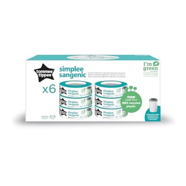 Tommee Tippee Simplee Recambio para el Contenedor, Paquete de 6, solo compatibles con contenedores de pañales Simplee Sangenic