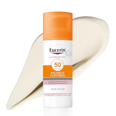 Eucerin Sun Face Pigment Control Fluid FPS 50+ (50 ml), crema facial solar FPS 50+ con filtros UVA/UVB, protección solar antimanchas y antipigmentación, crema de sol para todo tipo de pieles